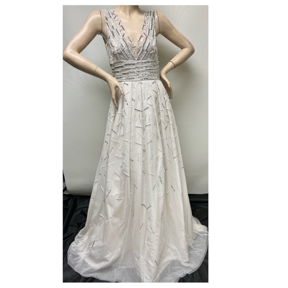 Robe Cocktail Adrianna Papell En Dentelle Et Satin - Taille 10 - Couleur Rose Poussiéreux - Neuf Sans Étiquettes